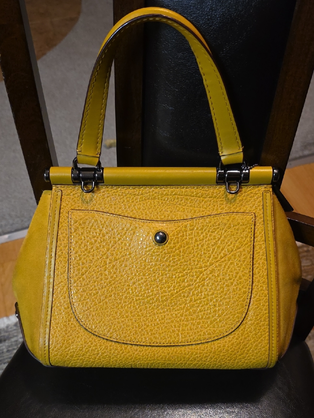 Coach Drifter Bag In Mustard Yellow With Gunmetal Hardware - Picture 11 of 11